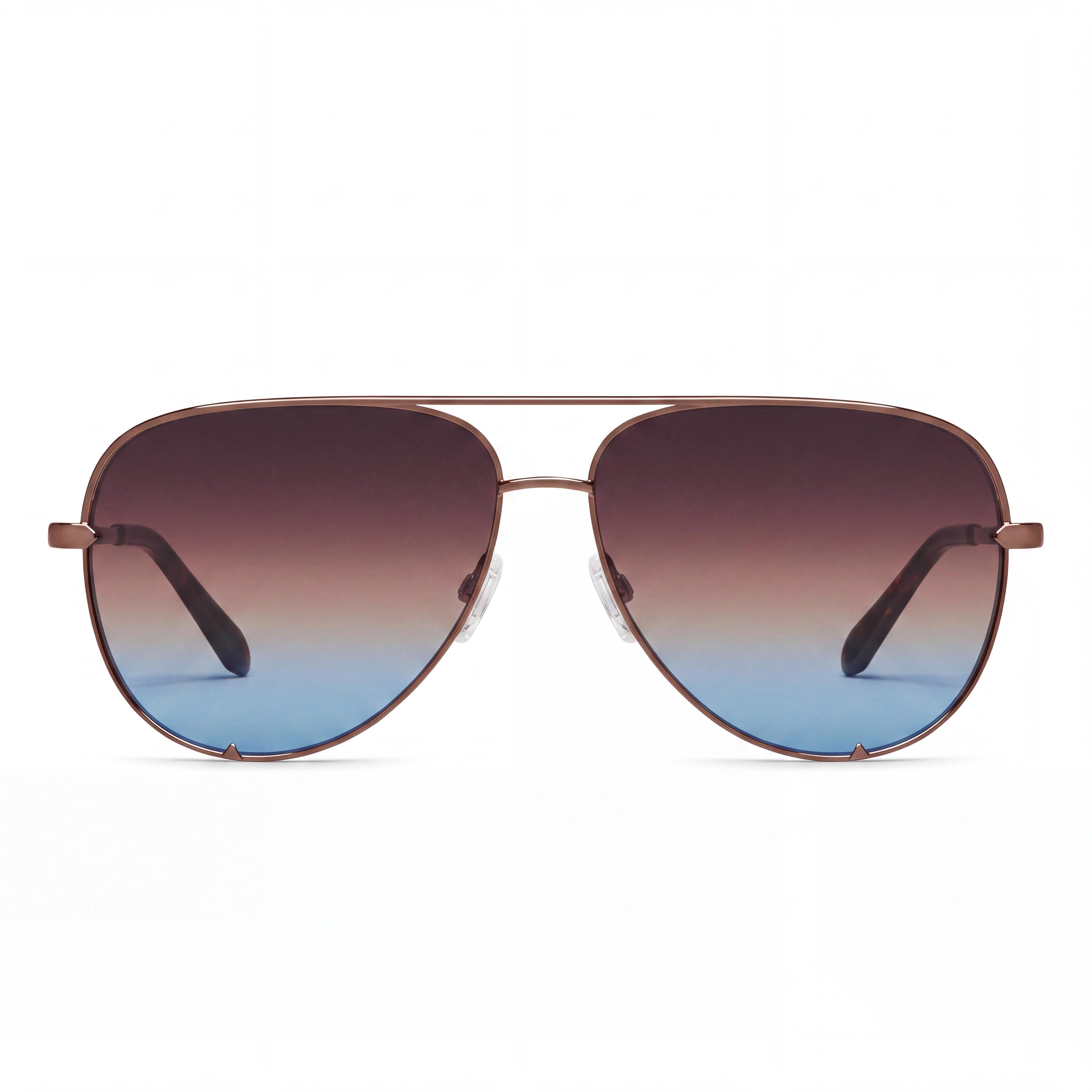 QUAY AUSTRALIA High Key Extra Large Unisex Metal Frame Sunglasses with Chocolate Brown Blue Non-Polarized Lenses & UV Protection, Photo 2