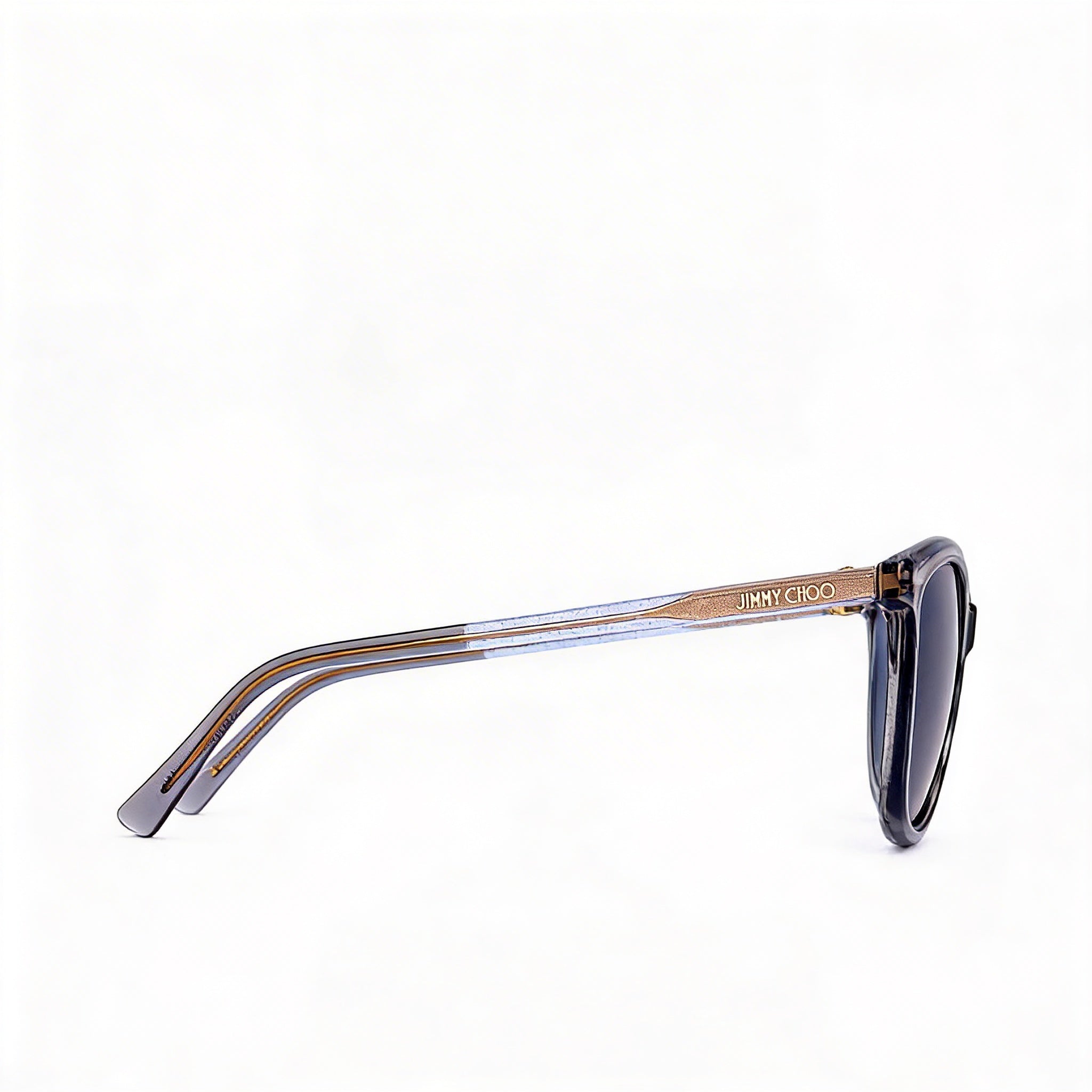 Jimmy Choo Classic Women's Rectangular Super-Slim Glittery Acetate Grey Sunglasses, Lens Width 56mm, Photo 3