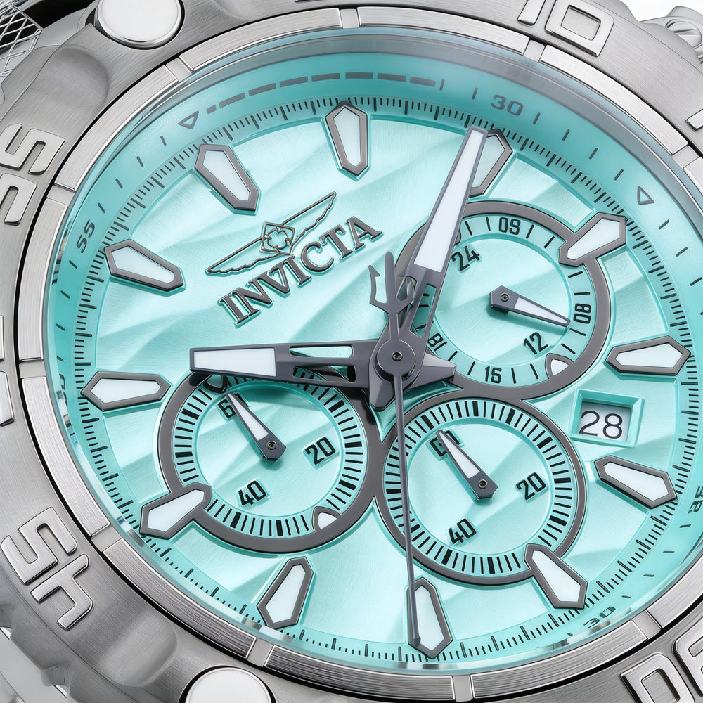 Invicta Subaqua - Poseidon 48557 Men's 55mm Stainless Steel Quartz Chronograph Watch with Blue Dial & Silicone Strap