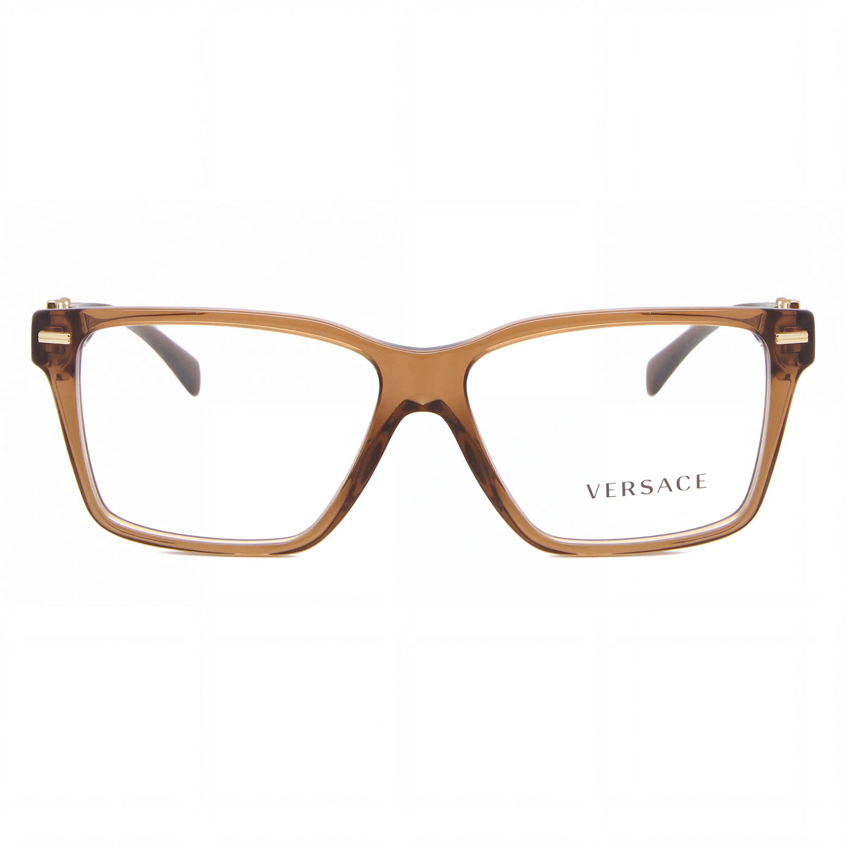 Gafas Versace para mujer de acetato con montura completa en marrón transparente y lentes de policarbonato transparentes de 54 mm, Photo 2