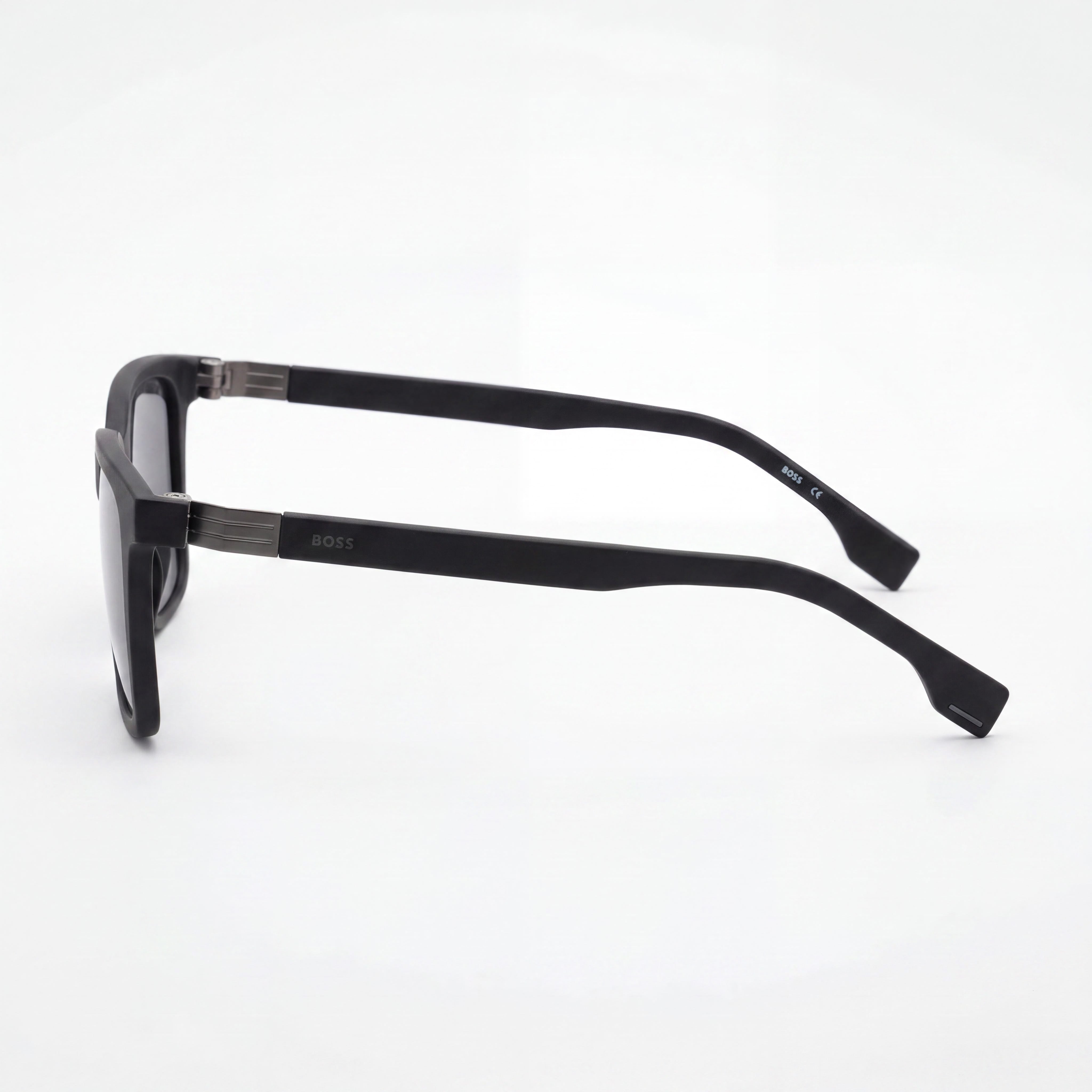 Gafas de sol HUGO BOSS Classic Unisex de poliamida con montura negra y gris, lentes grises espejadas, protección UV, 53mm, Photo 3