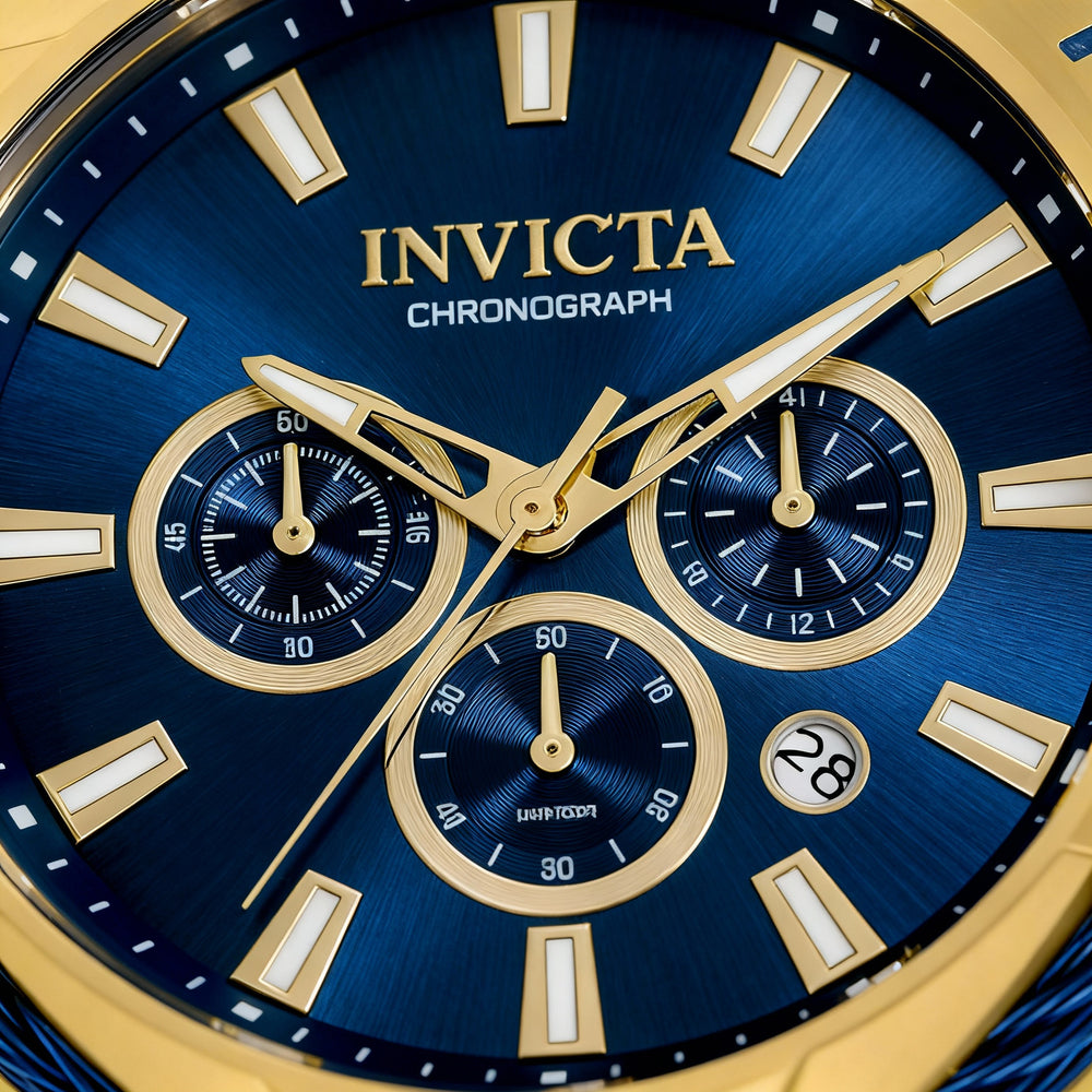 INVICTA Bolt 34120 Men's Gold-tone Stainless Steel Chronograph Quartz Movement Blue Dial 50mm Watch
