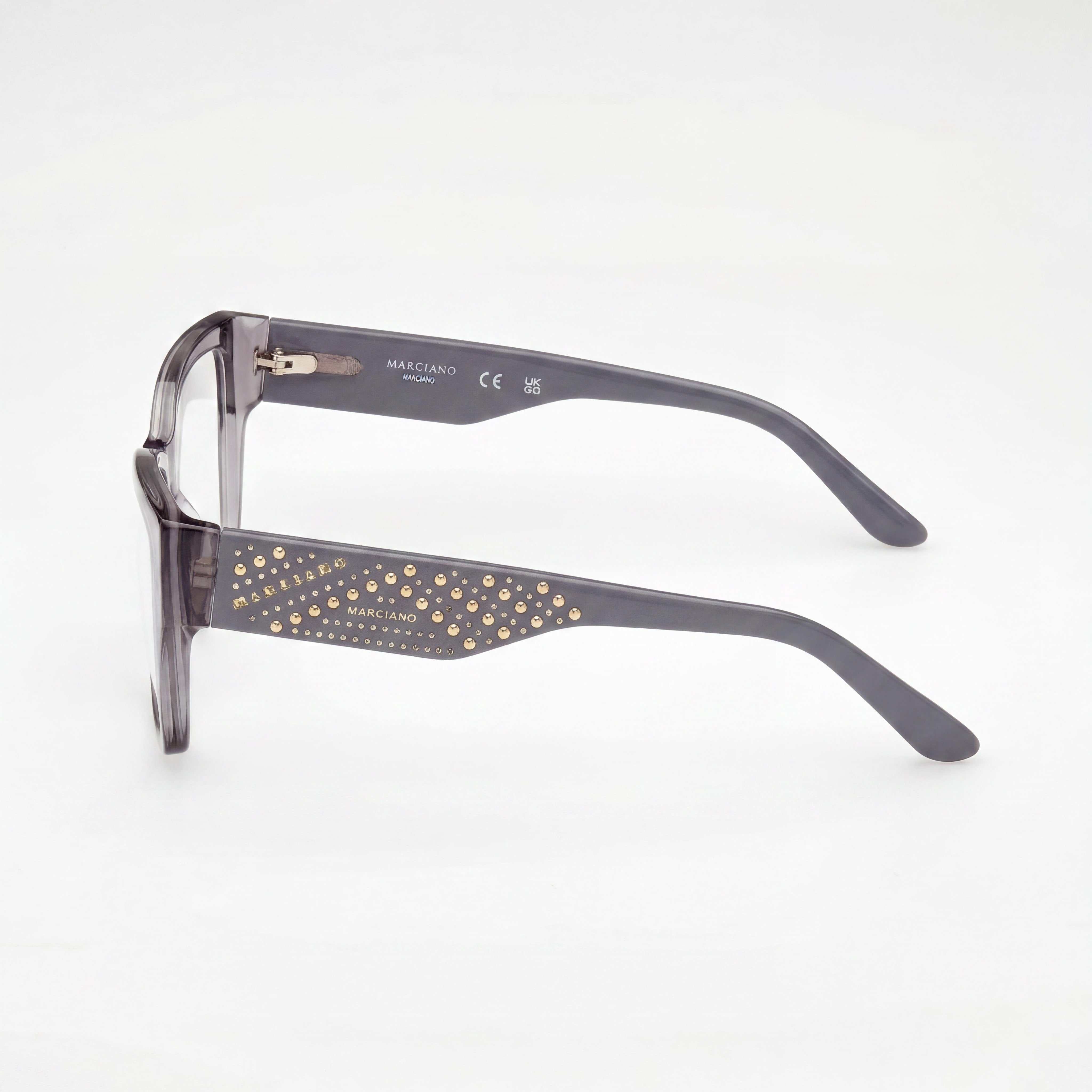 GUESS by Marciano Women's Gm50019 Plastic Shiny Grey Eyeglasses, Polycarbonate Lenses, 52-15-140, Photo 2