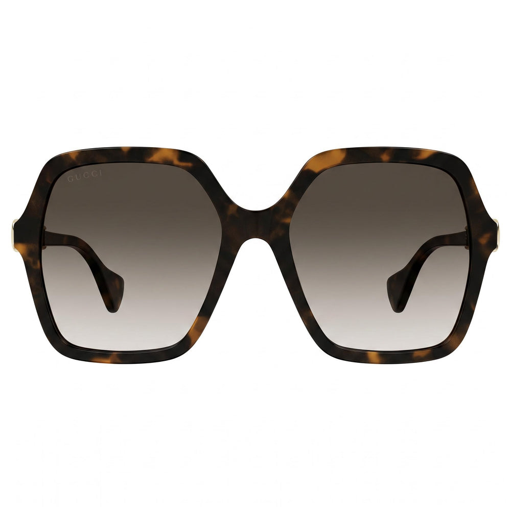 Gafas de sol Gucci GG1072S-002 para mujer, cuadradas, con montura completa de acetato color habana y lentes degradados marrones, talla 56-19