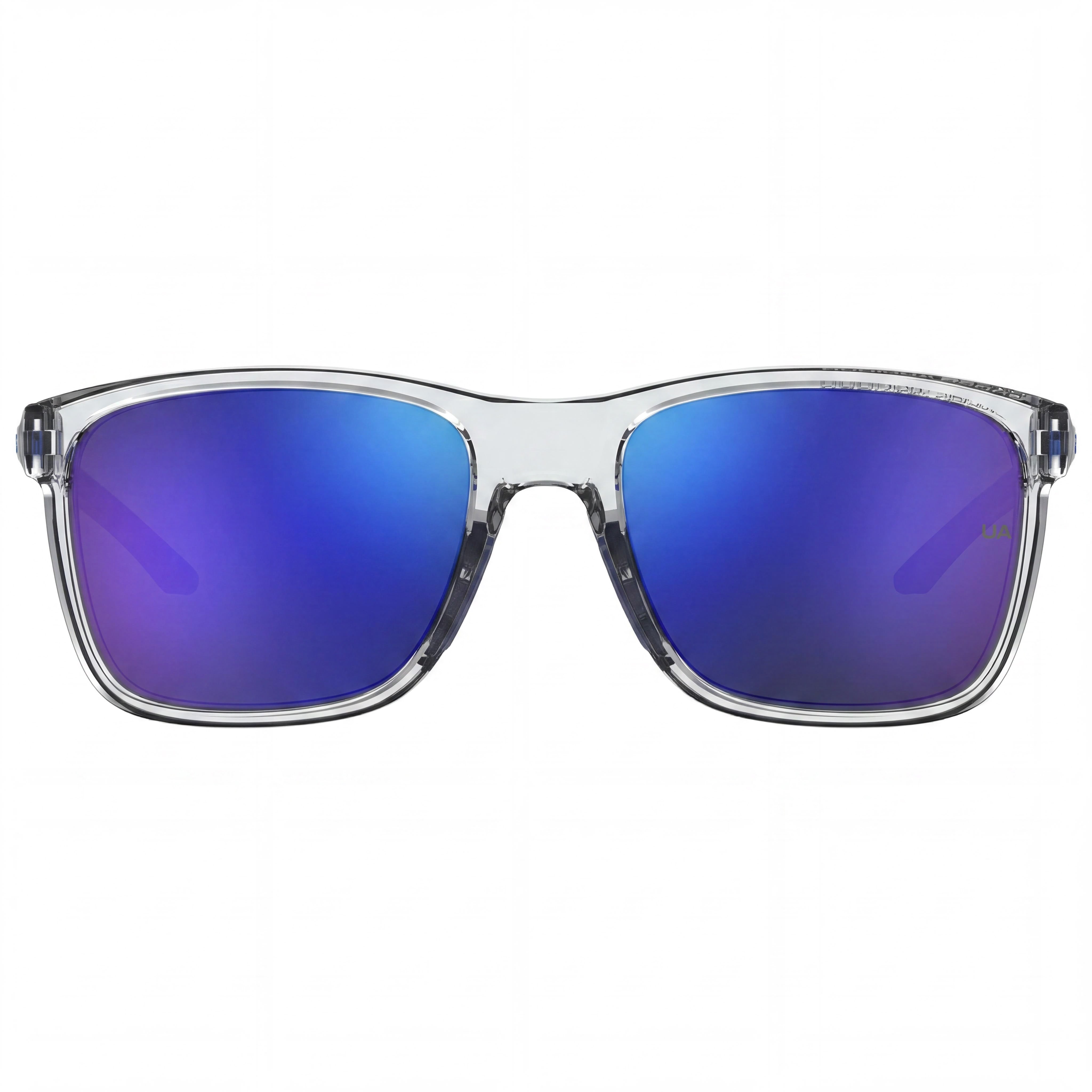 Under Armour Ua Hustle Jr. Unisex Rectangular Polyamide Crystal Clear Blue Multilayer Mirrored UV Non-Polarized 56mm, Photo 2