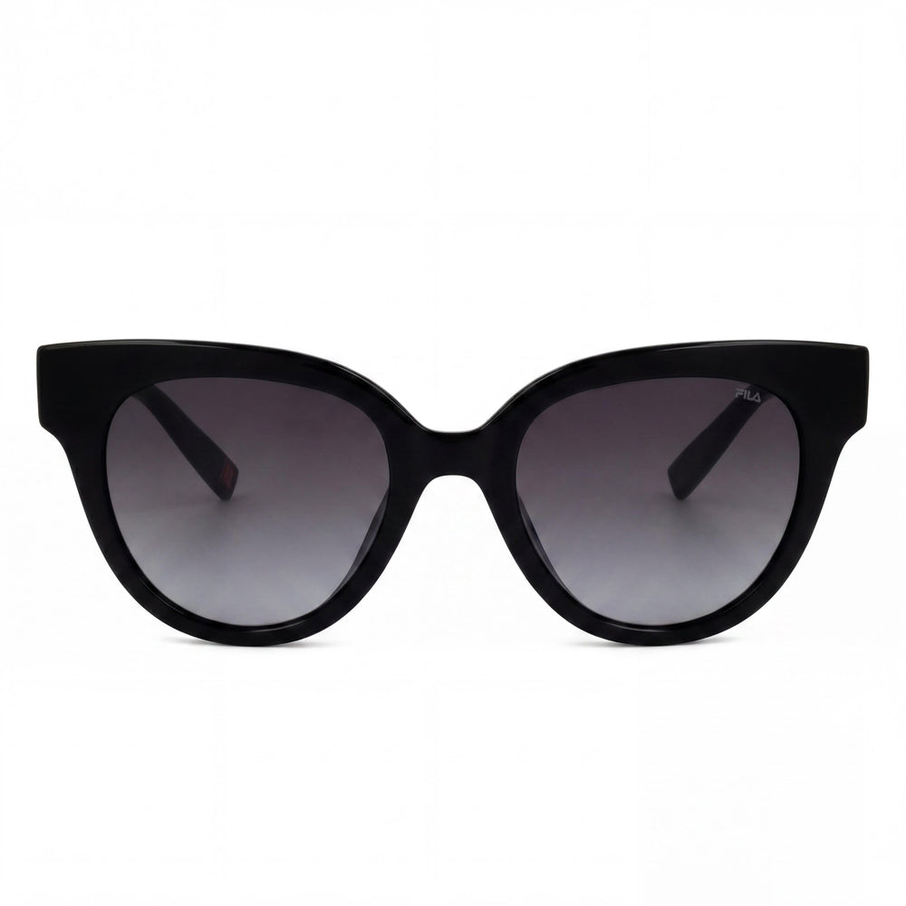 Gafas de sol FILA Casual para mujer con protección UV inyectada, montura negra brillante, lentes ahumadas degradadas, 51 mm