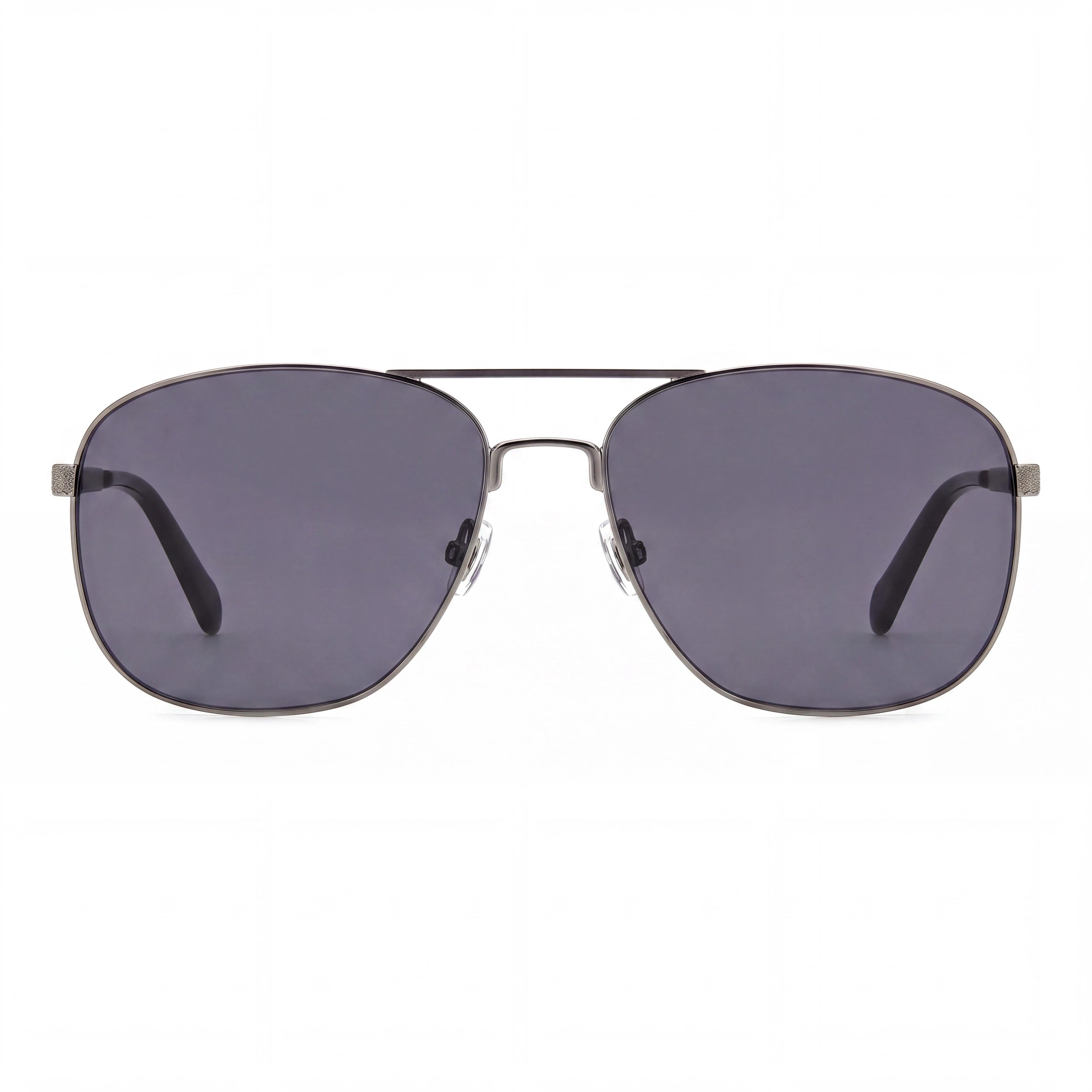 Fossil Women's Square Stainless Steel Sunglasses Matte Dark Ruthenium 100% UV Protection 60mm, Photo 2