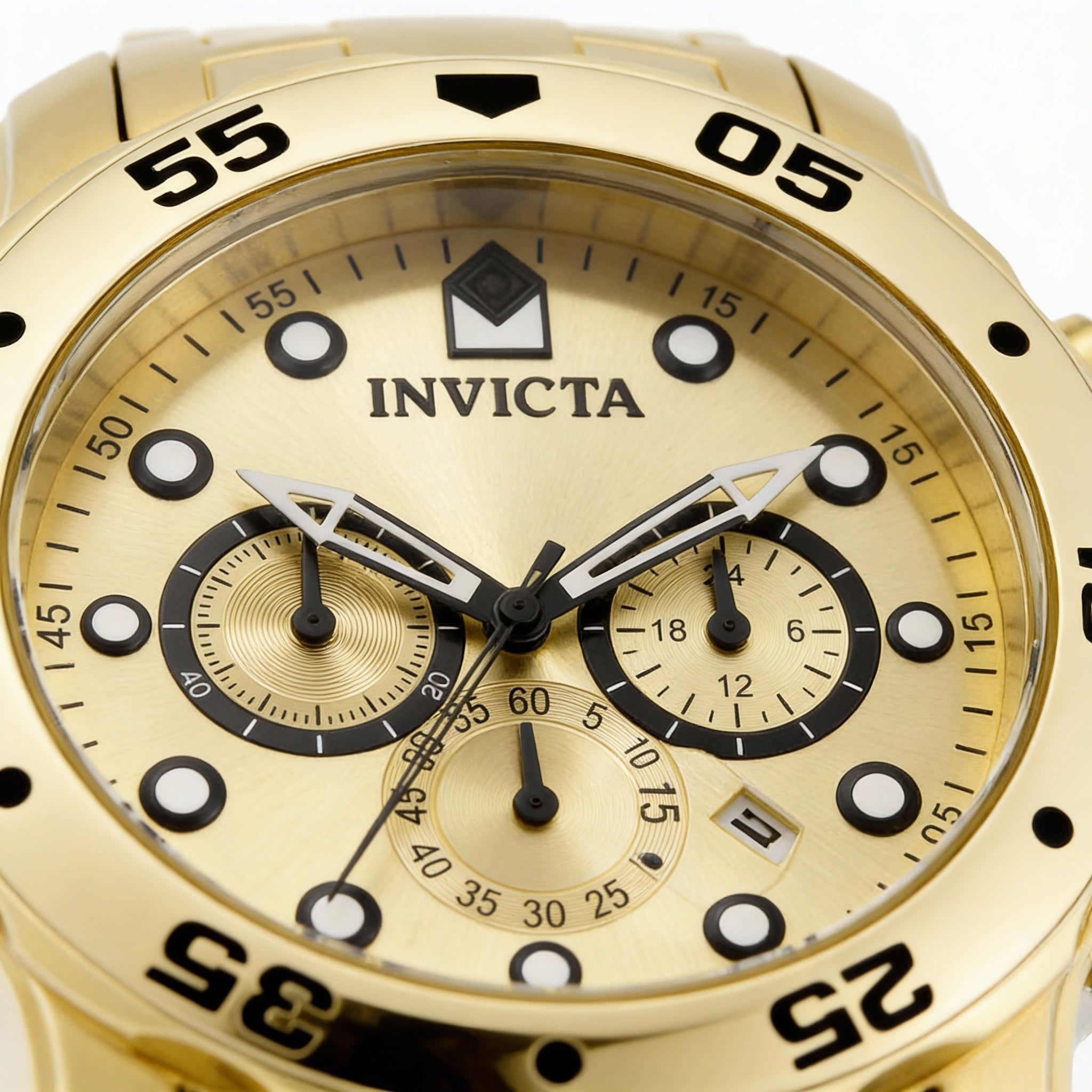 Invicta Diver Quartz Unisex Gold-Tone 18k Gold-Plated Stainless Steel Chronograph Watch, 200M Water Resistant, Photo 2