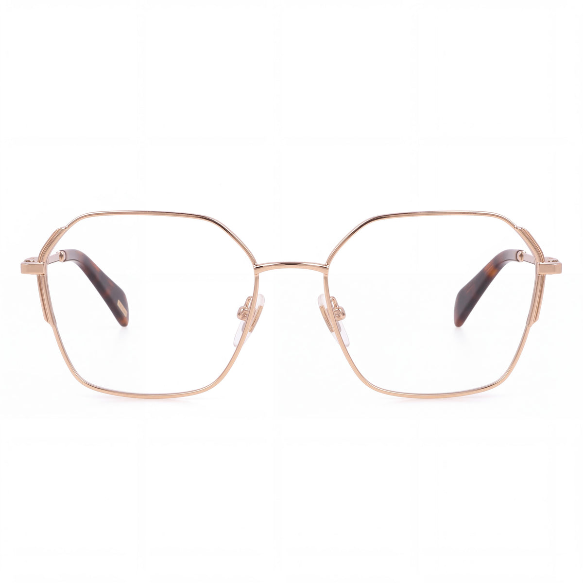 Gafas graduadas de mujer Police Vplf25 con montura metálica geométrica en oro rosa brillante, ancho de lente de 53 mm, Photo 2