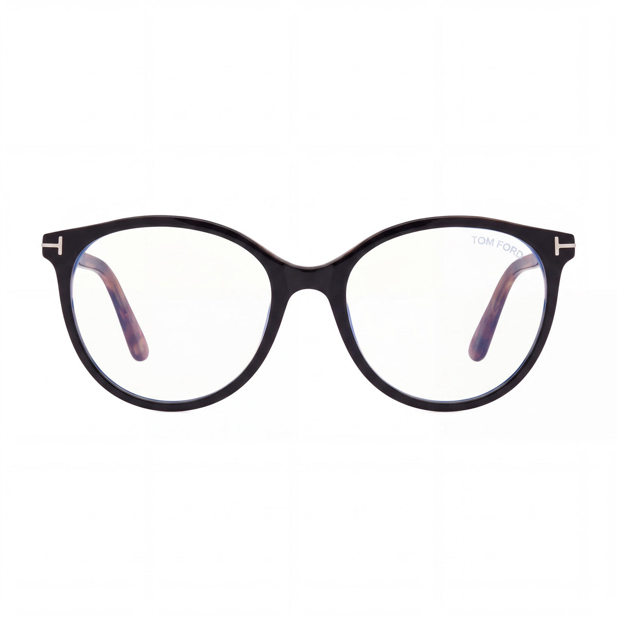 Montura de gafas de plástico con bloqueo de luz azul Tom Ford FT5742-B para mujer, negro bilaminar y habana rosa antiguo, 53mm, Photo 2