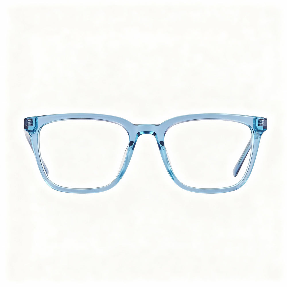 DKNY Dk5060 Women's Square Acetate Eyeglasses with Clear Demo Lenses, Blue Laminate Frame, 52mm