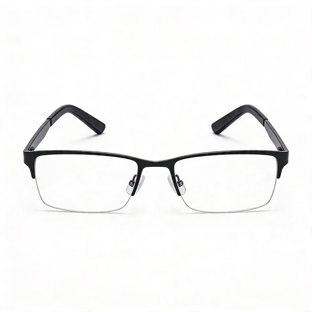 Gafas Adensco Ad 115 para hombre, montura metálica ligera con lentes, negro mate, 51 mm