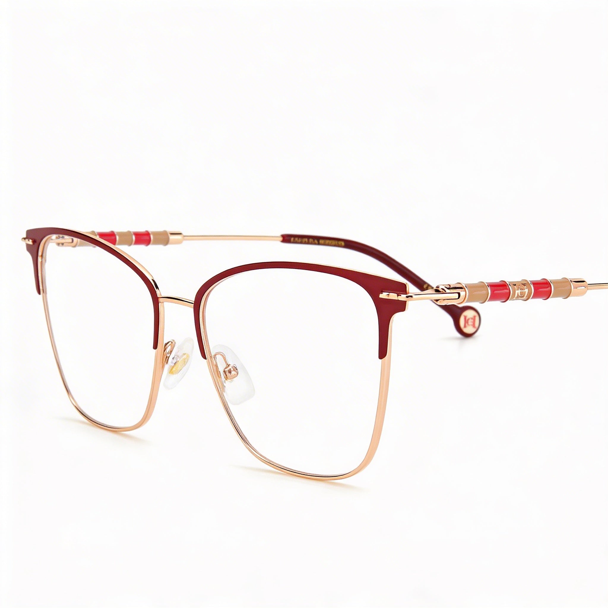 Carolina Herrera Ch 0040 Women's Rectangular Stainless Steel Burgundy Coppergold Eyeglasses 54mm, Photo 3
