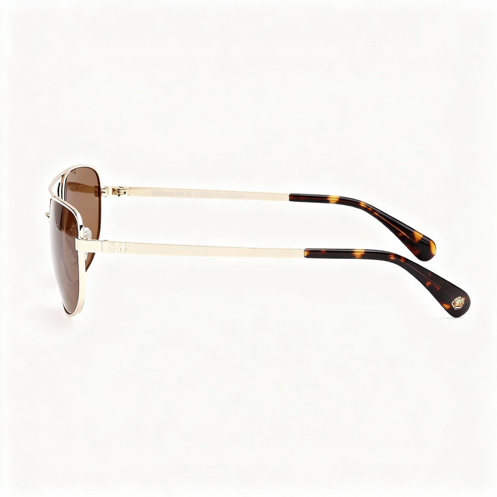 Gafas de sol Timberland Modern para hombre, con montura dorada brillante, polarizadas en marrón, lentes de 66 mm, puente de 18 mm, patillas de 150 mm