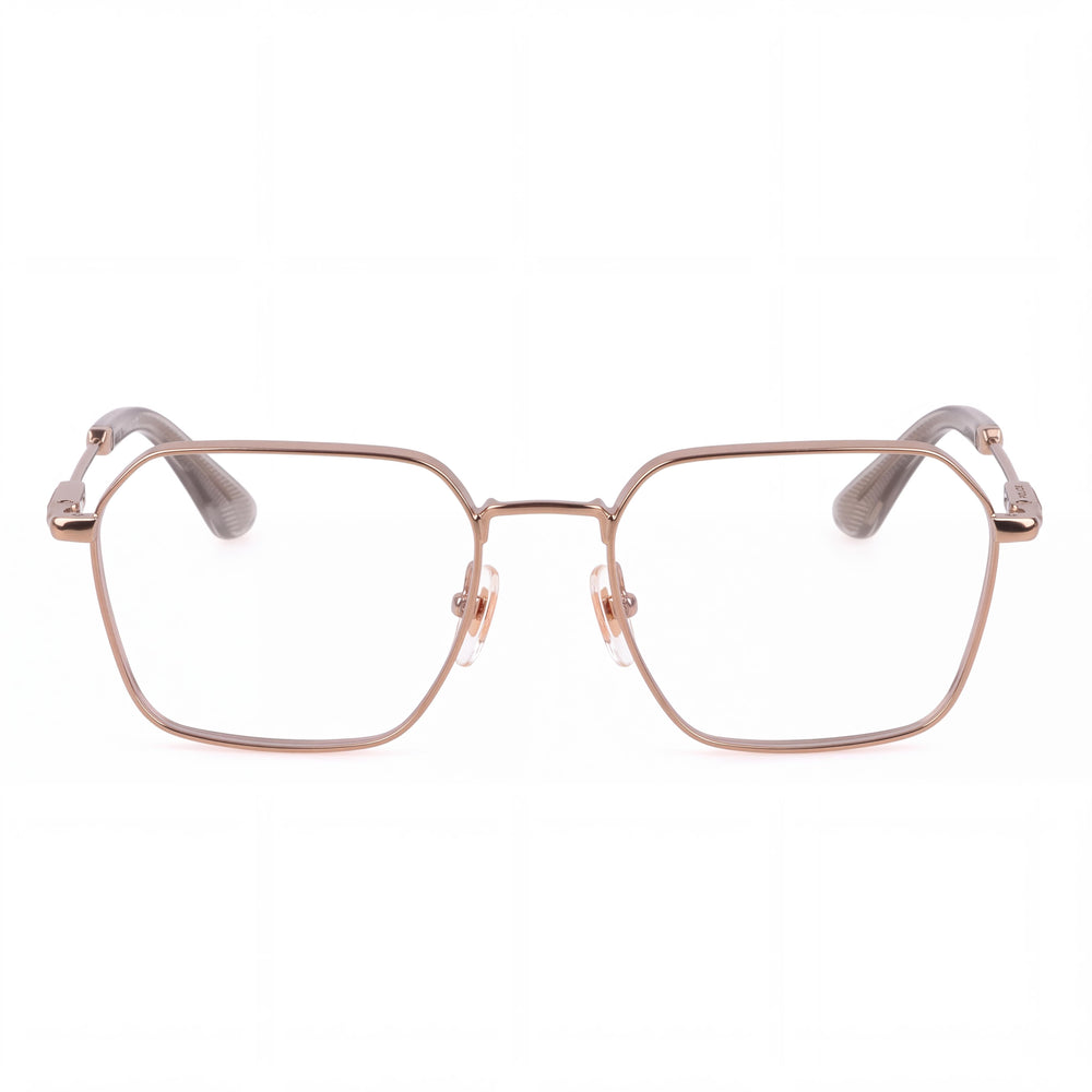 Police Vplf87 Men's Rectangle Style Eyeglasses with Metal Frame, Cammello Tan Lucido, 53mm Lens