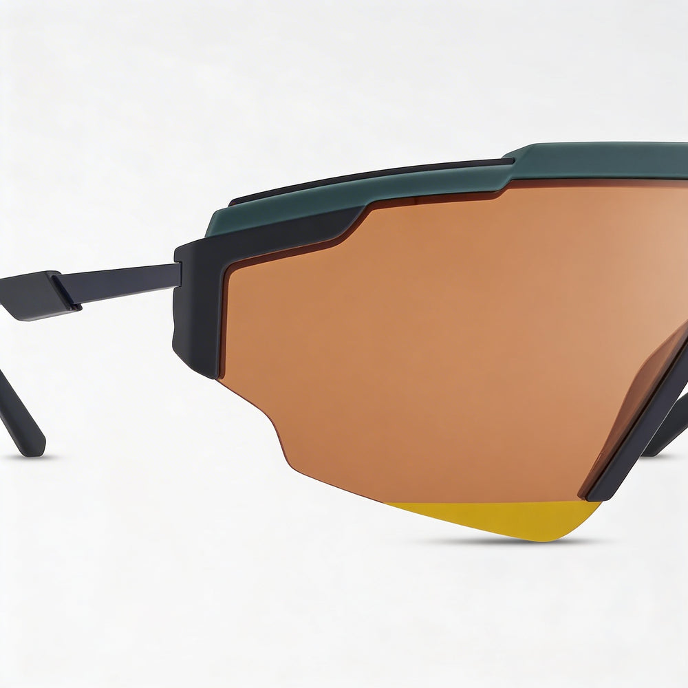 Gafas de sol deportivas unisex Nike Modern Lifestyle con montura de plástico en color naranja verdoso y lentes naranjas no polarizadas, 66 mm