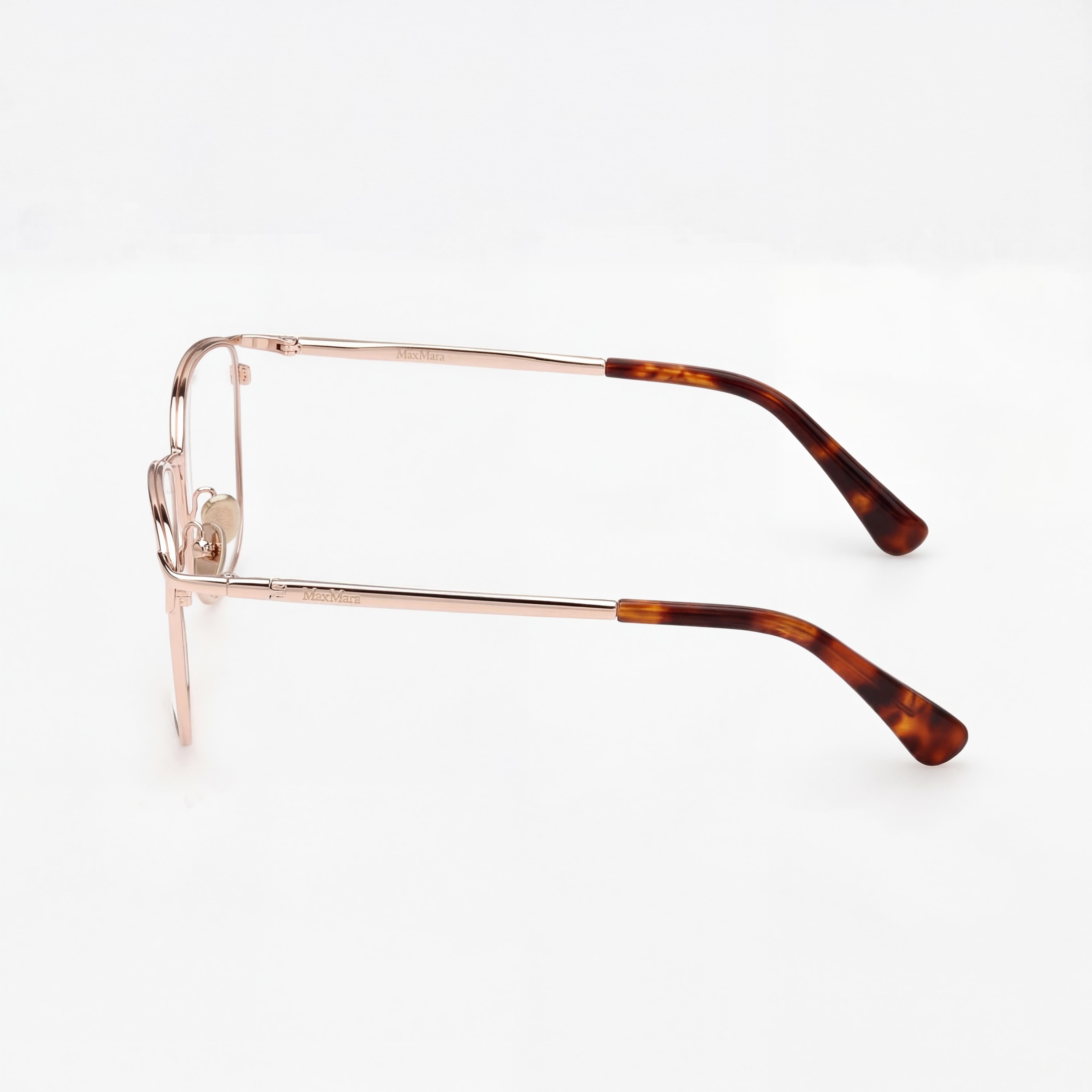 Gafas Graduadas MaxMara Casual para Mujer, Metálicas, Brillo Oro Rosa, Listas para Prescripción, con Lentes Demo Transparentes 54mm, Photo 3