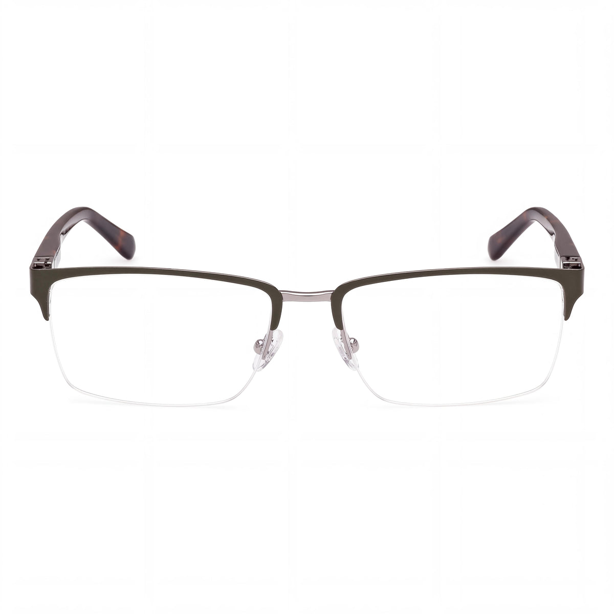 GUESS Gu50191 Men's Metal Frame Matte Dark Green Dark Havana Transparent Lens 56-18-145mm, Photo 2