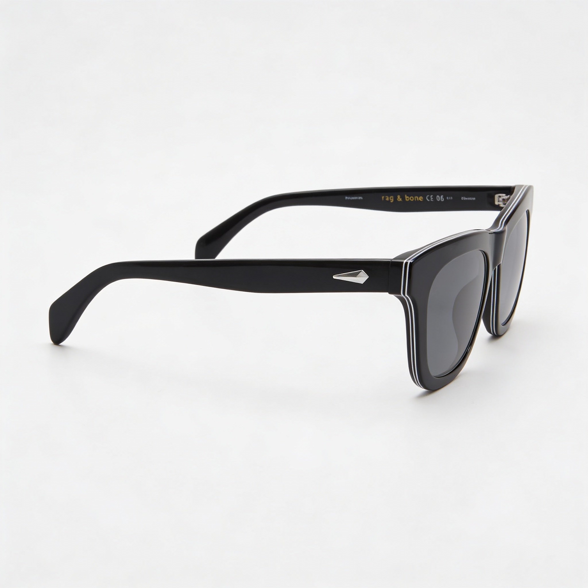 Gafas de sol unisex Rag & Bone, estilo casual, con montura de aceite ecológico negro, de policarbonato gris, no polarizadas, 52-19-145, Photo 3