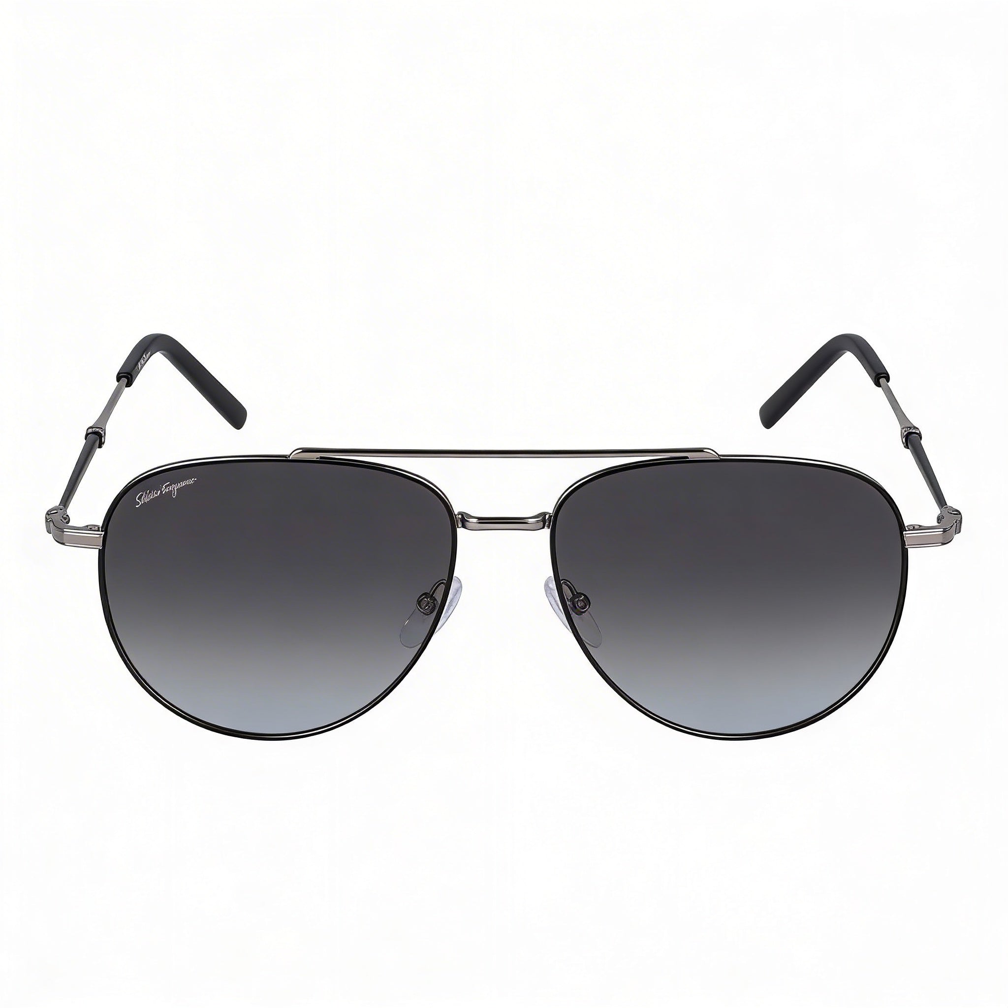 Salvatore Ferragamo SF 226S 086 58 Gafas de sol unisex de metal, montura rutenio claro negra, lentes grises degradadas 58mm, Photo 2