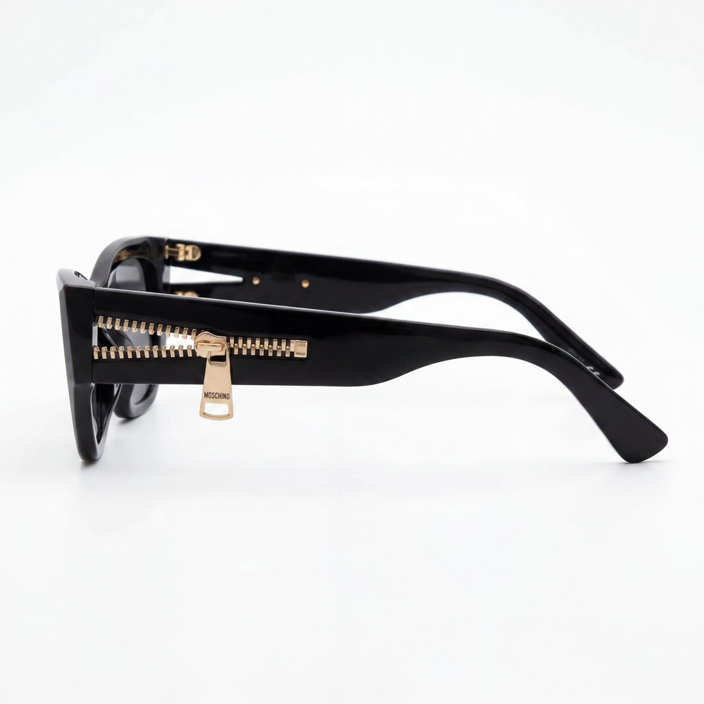 Gafas de sol Moschino informales para mujer, montura negra gris oscuro, lente negra, poliamida ligera 55 mm