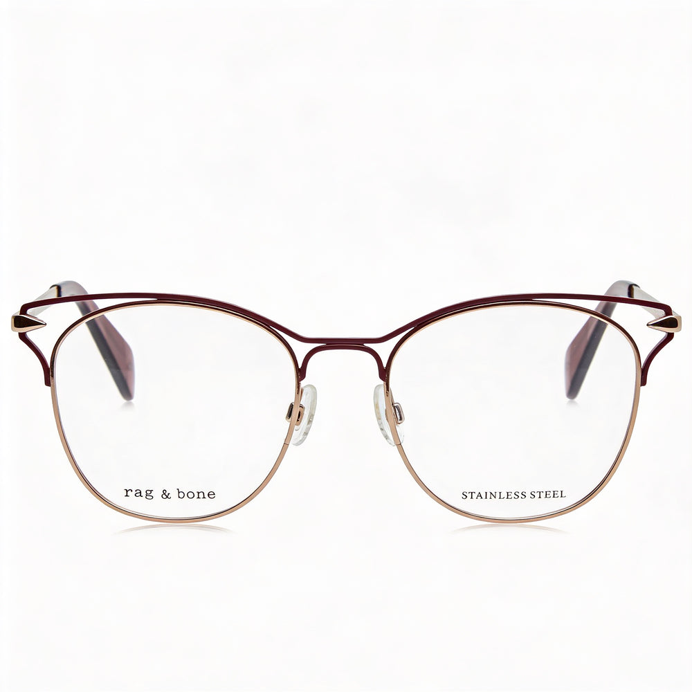 Gafas de sol modernas Rag & Bone para mujer, montura de acero de aleación de oro rojo, lentes de policarbonato de 51 mm