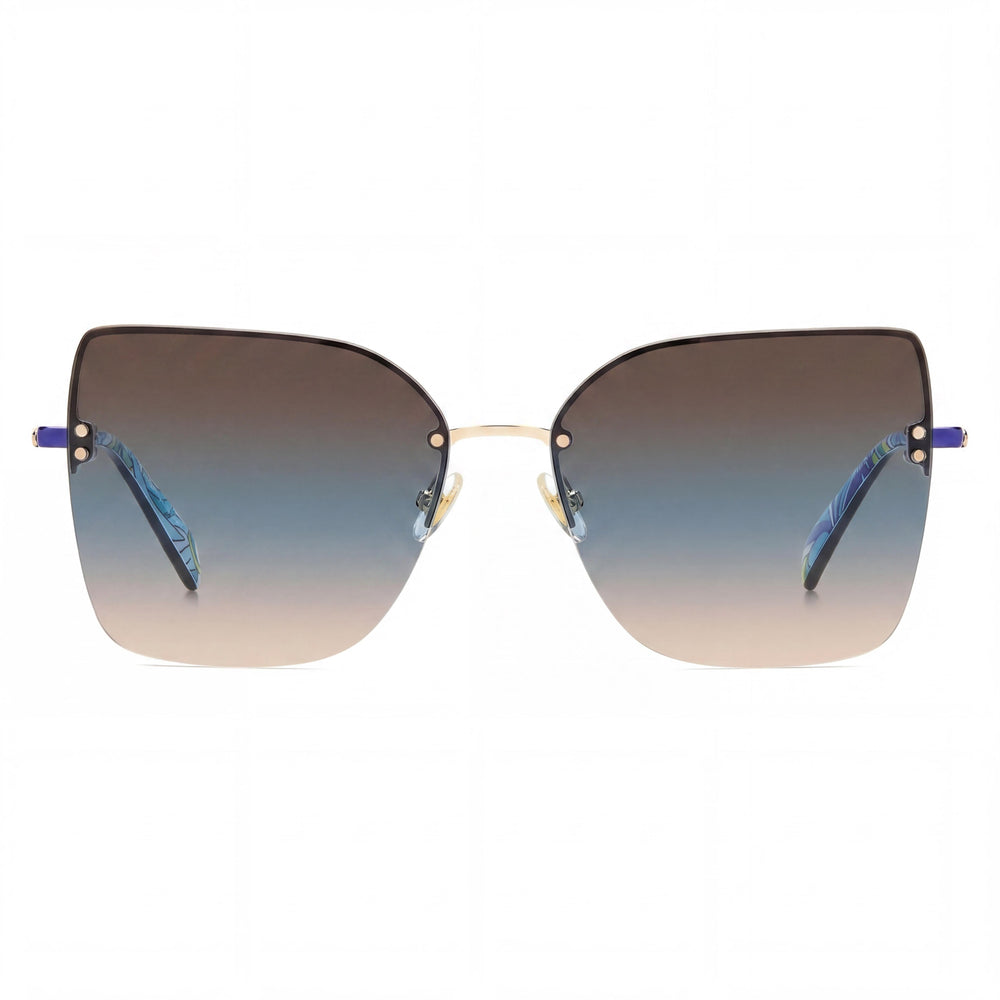 kate spade new york Ariella/G/S Unisex Gold Blue Brown Gradient Teal Stainless Steel Rimless Butterfly UV Protection Sunglasses 58mm