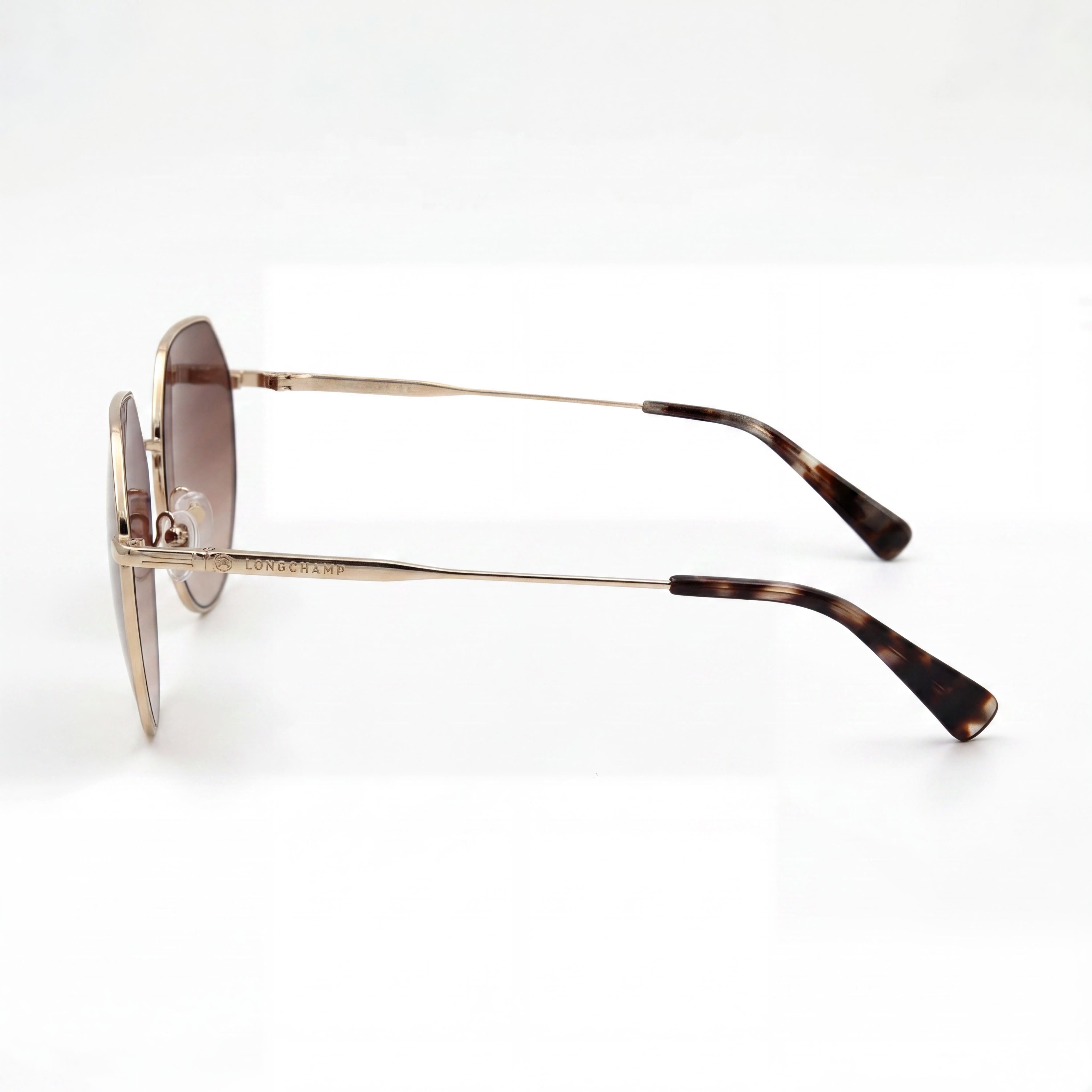 Longchamp LO154S Women's Metal Irregular 100% UV Gold Brown Sunglasses 60mm, Photo 3
