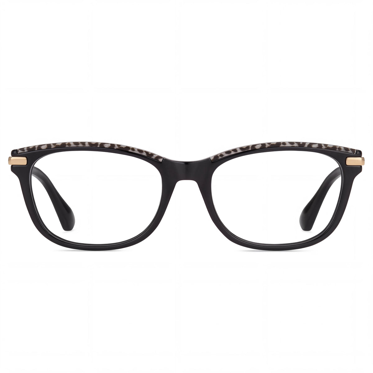 JIMMY CHOO 102578 Women's Cat-Eye Black Leopard Acetate Optical Glasses with Clear Non- Lenses 53mm, Photo 2