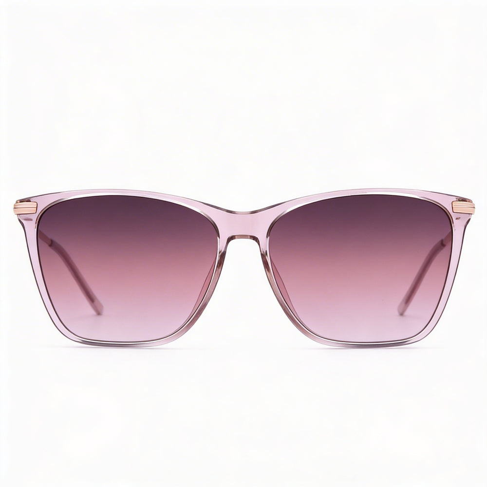 Gafas de sol Hugo Boss Casual para mujer, de acetato rosa dorado claro, con lentes rosadas con degradado burdeos, 100 % protección UV, 58 mm