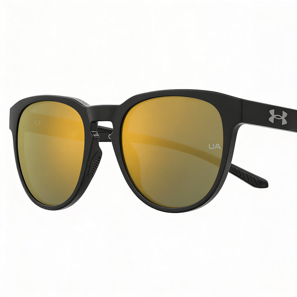 Under Armour Classic Men's Black Multilayer Gold Frame Multilayer Gold Lens ECO CO-POLYESTER UV Protected Sunglasses 53mm
