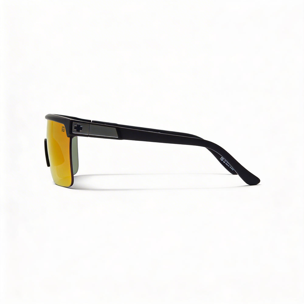 Gafas de sol Spy Flynn 5050 unisex con montura de plástico negro mate, lentes polarizadas con espejo naranja Happy Boost con protección UV