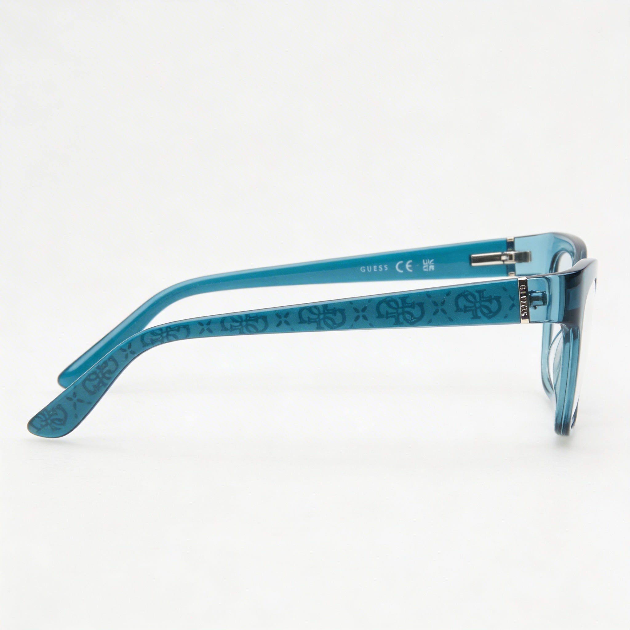 Guess Women's Gu50233 Eyeglasses Frames with Turquoise/Pearl Plastic Frame & Transparent Polycarbonate Lenses, 53mm, Photo 2