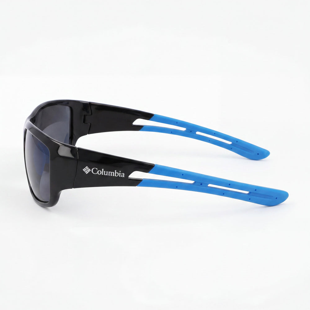 Columbia C525SP UTILIZER Men’s Plastic Polarized UV Protected Sunglasses Shiny Black & Blue / Blue Mirror 62mm