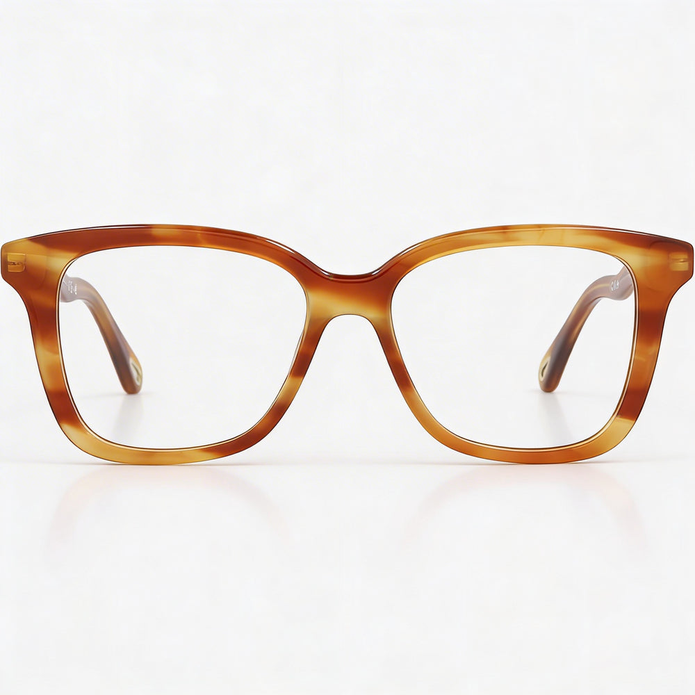 Montura no óptica Chloe de acetato orgánico cuadrada/rectangular para mujer Havana Transparente 49-15-145mm