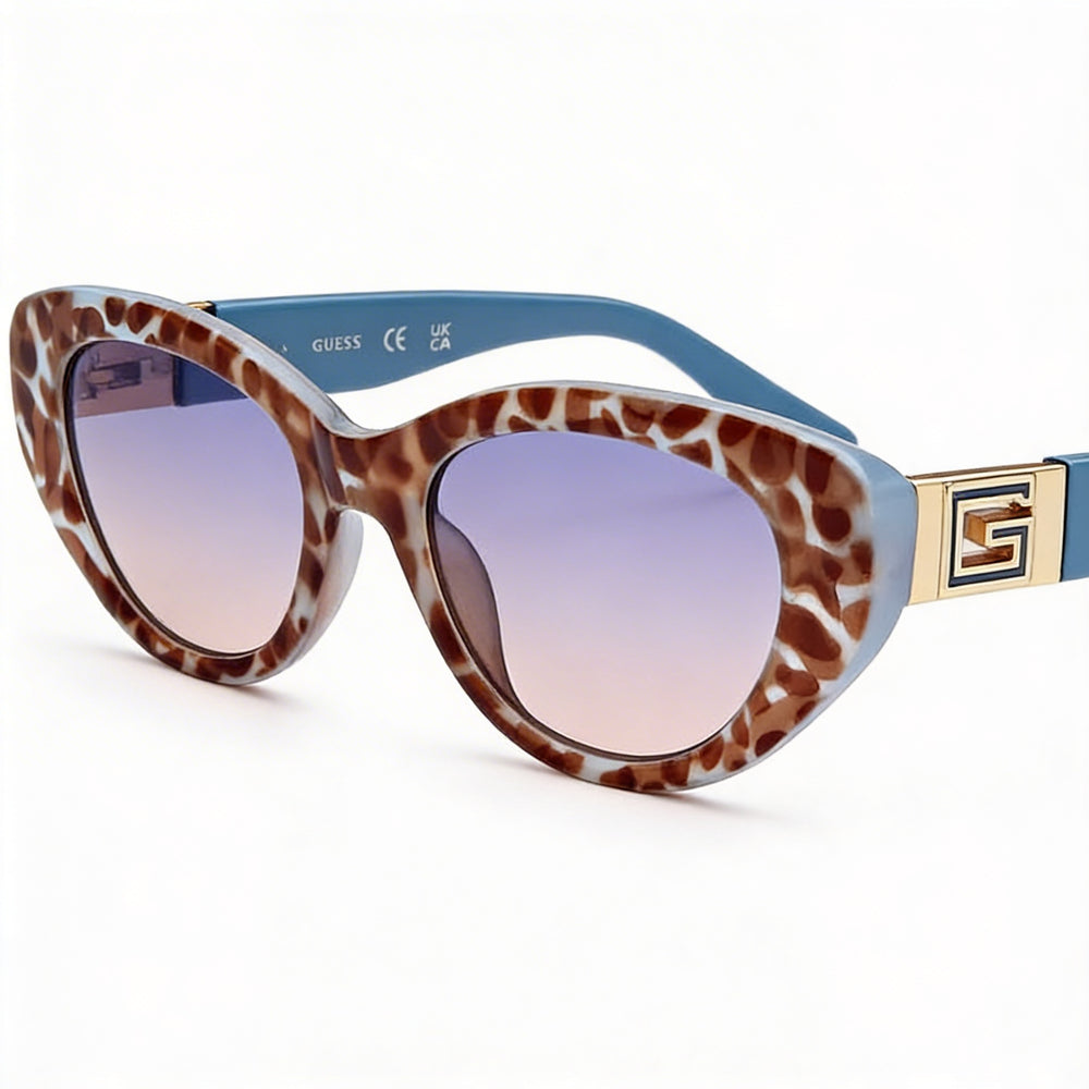 Gafas de sol Guess Cat Eye para mujer, montura de plástico azul, lentes degradados azules no polarizadas, 100 % protección UV, 51 mm