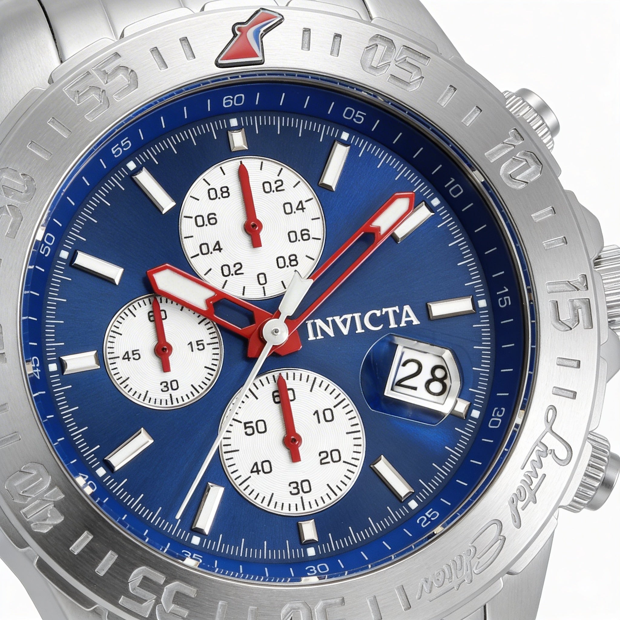 Invicta CRUISELINE 33501 Men's 47mm Stainless Steel Quartz Chronograph Watch, Blue Dial, Water Resistant, Alarm, Photo 3