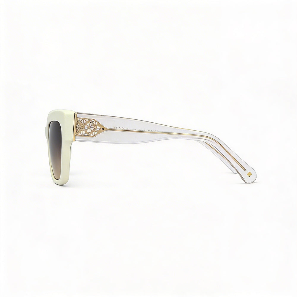 kate spade new york Seasonal Women's Acetate UV Protection Sunglasses, White Brown Frame, Brown Ochre Lenses 53mm