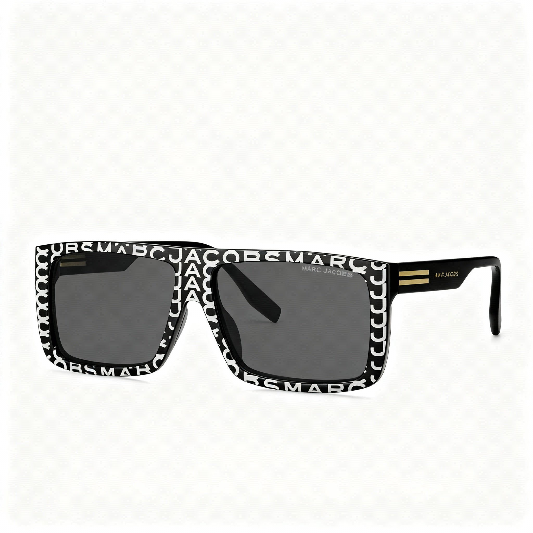 Marc Jacobs Marc 672/cs Unisex Casual Acetate Eyeglasses with Grey Clip-on, Black Frame, Patterned Black White Lenses, 58mm, Photo 3