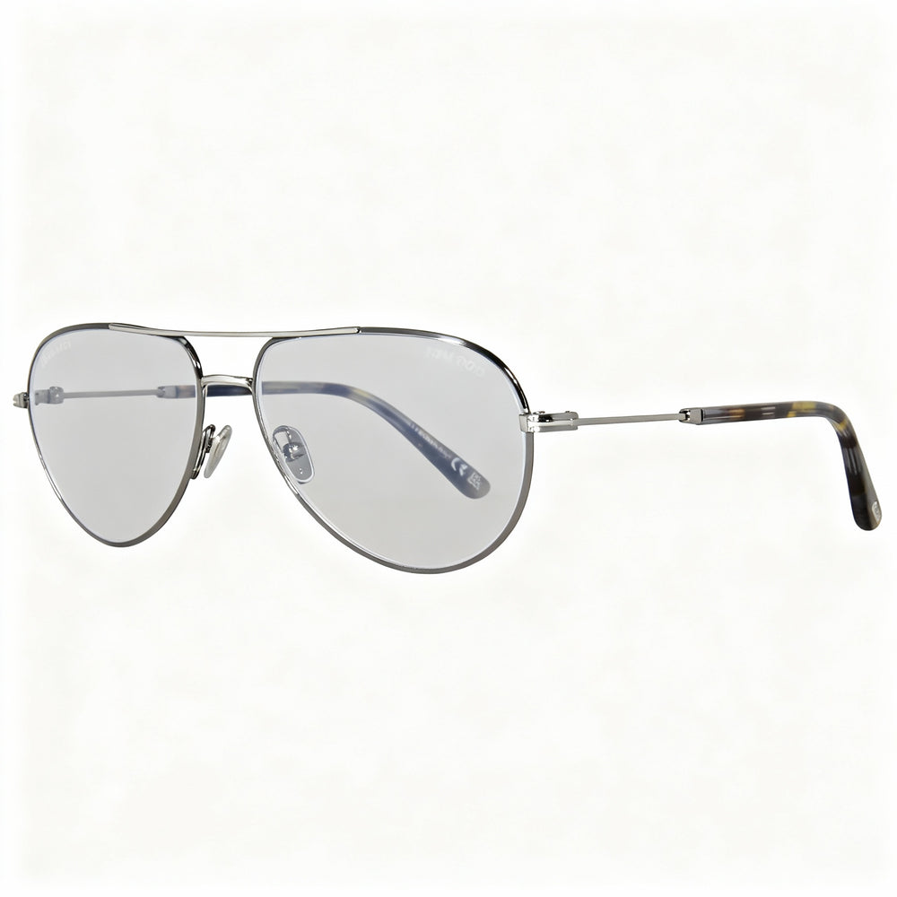 Tom Ford Modern FT5829-B Men's Shiny Dark Gunmetal Metal Blue-Light Block Eyeglasses 57-14-145
