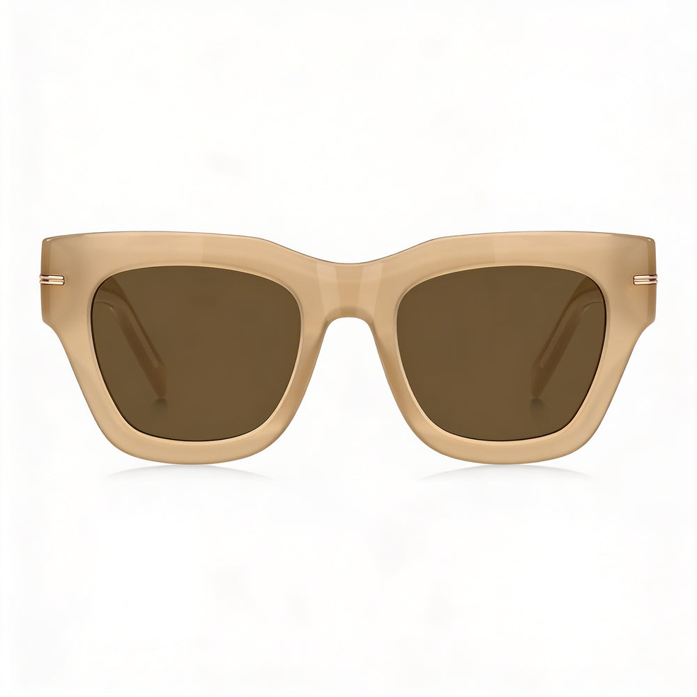 Hugo Boss Contemporary Women's Acetate Frame Polycarbonate Lens UV Protection Sunglasses, Beige, 51mm