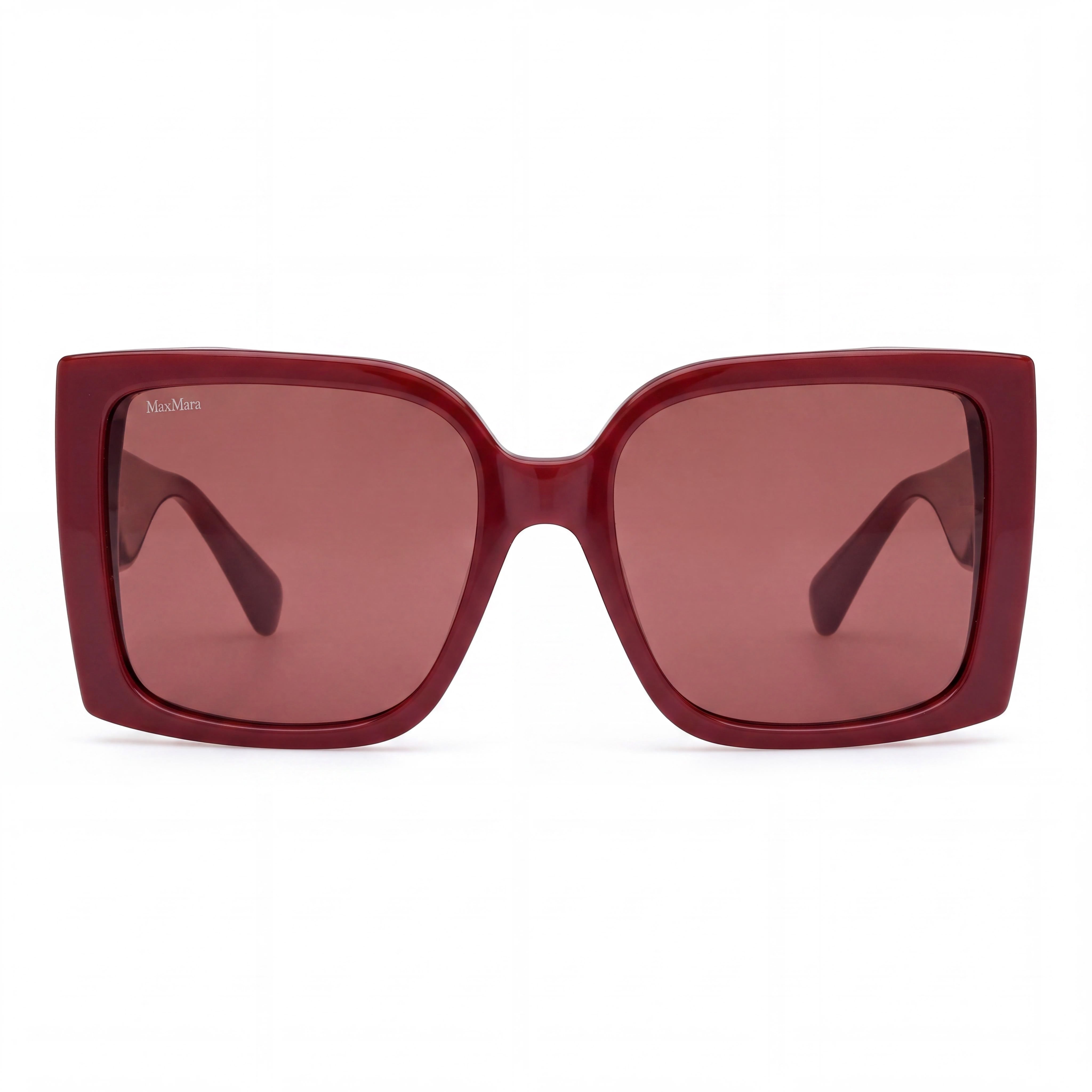 MaxMara Mm0131 Women's Acetate Eyewear with UV 400 Non-Polarized Lenses in Shiny Bordeaux, 56mm, Photo 2