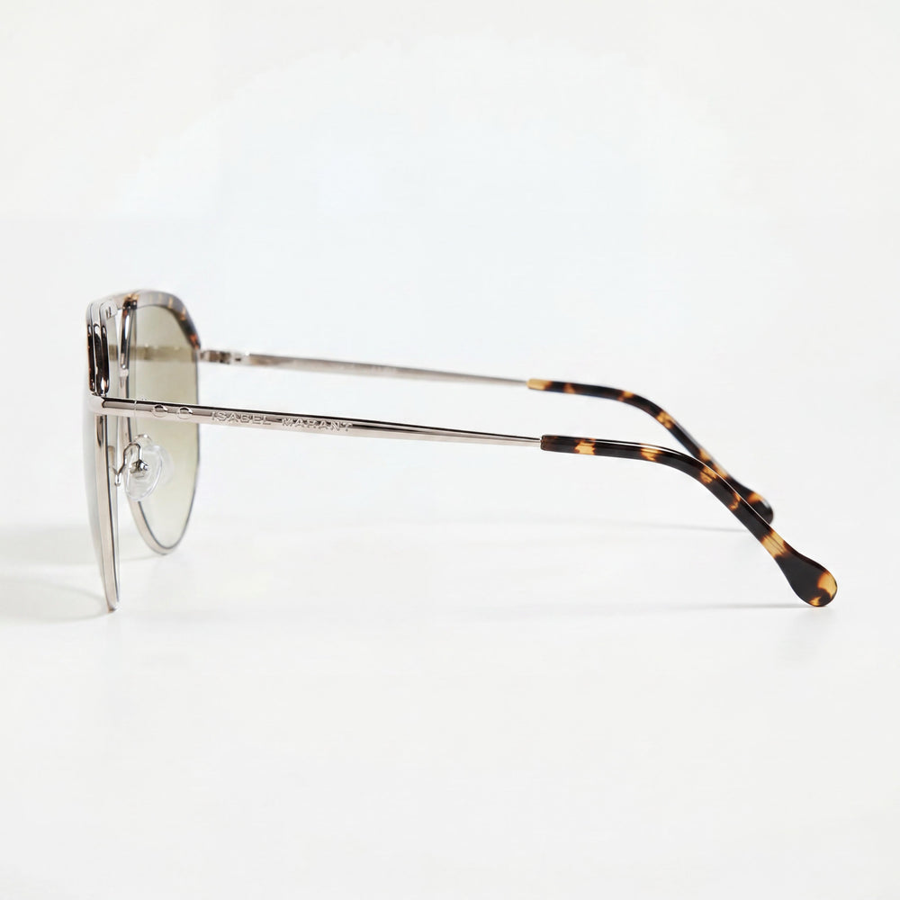 Isabel Marant Gafas de Sol de Mujer con Protección UV de Metal Fino Edgy 64mm, con Montura Metálica Paladio Verde Habana