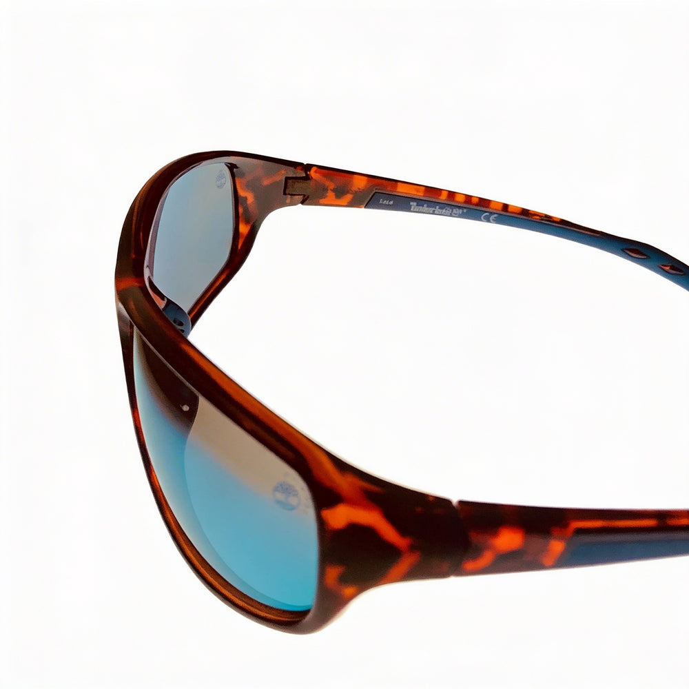 Timberland Men's Rectangle Wrap Plastic Frame & Lens Polarized UV Protection Sunglasses - Dark Havana Frame, Smoke Lens, 65mm