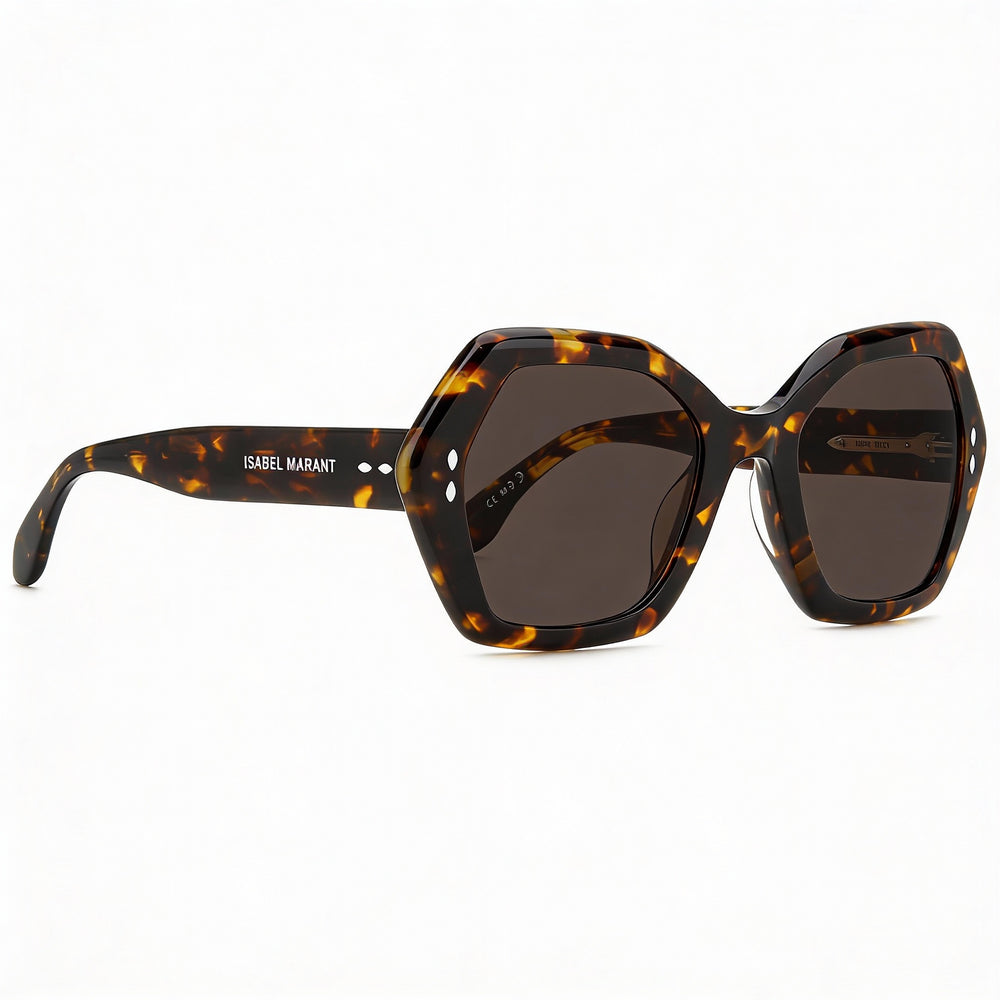 Isabel Marant Im 0107/g/s Women's Acetate Havana Octagonal UV Protected Non-Polarized Sunglasses 53mm