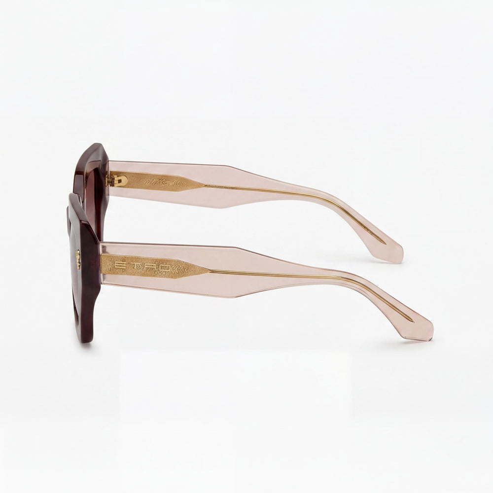 Gafas de sol casual Etro de acetato para mujer, montura burdeos, lentes no polarizadas de doble tono rosa, 50 mm