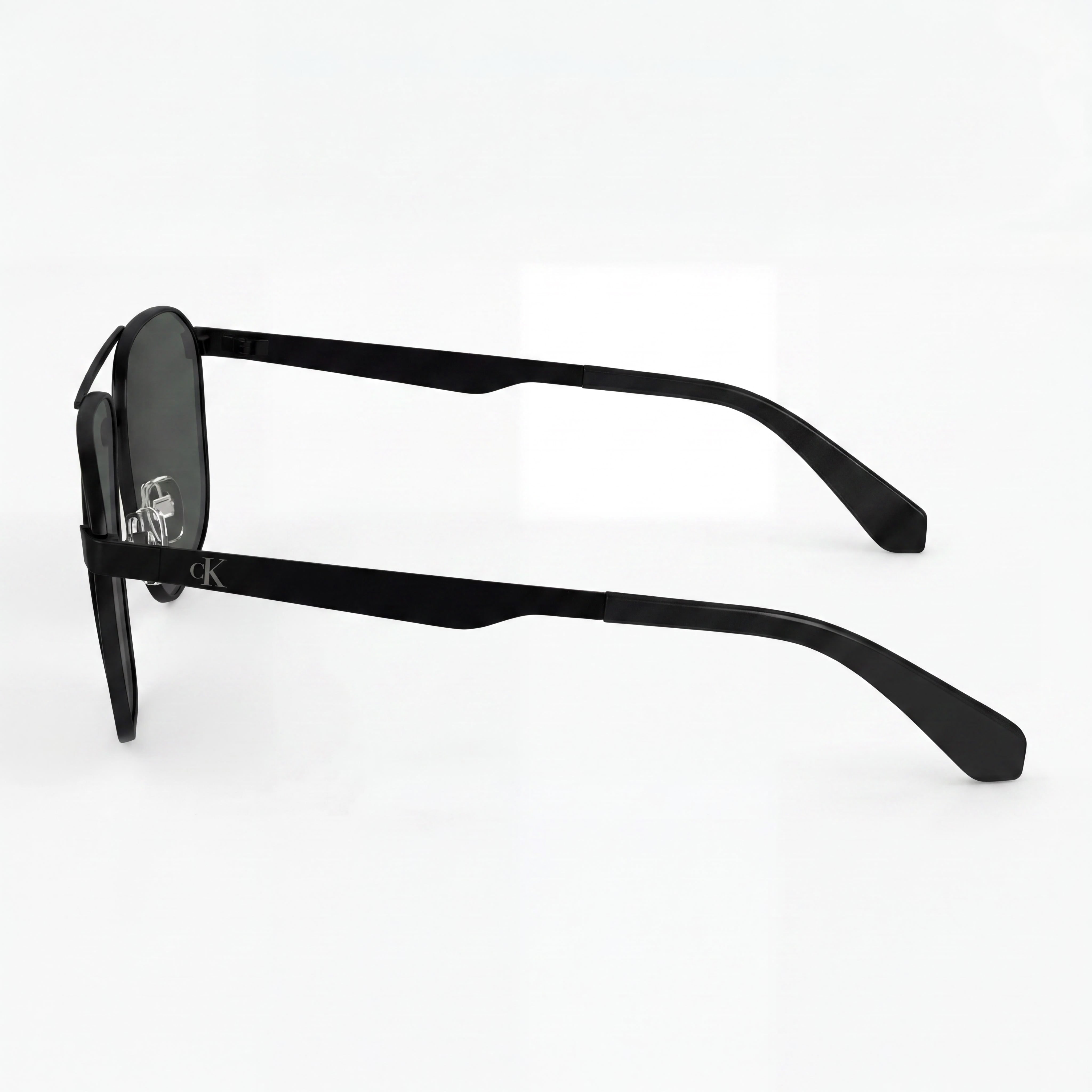 Calvin Klein Jeans Classic Men's Black Metal Modified Rectangular Polarized UV Protection Sunglasses 59mm, Photo 3