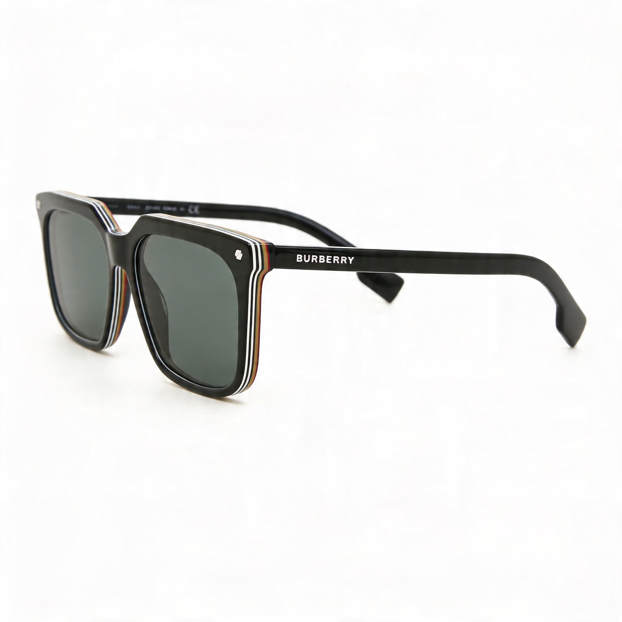 BURBERRY Carnaby Geometric Sunglasses Men's Black/Dark Gray Plastic Non-Polarized UV Protected 56mm, Photo 3