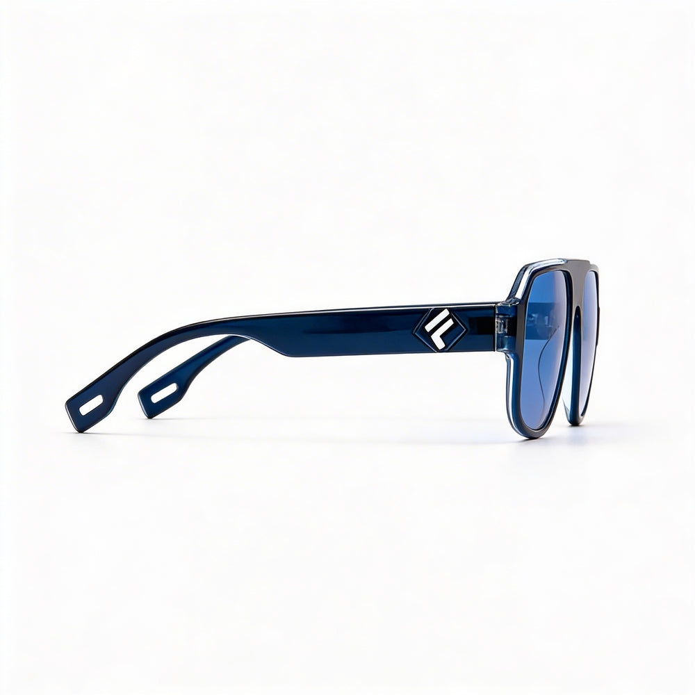 Gafas de sol unisex Fila Casual Navigator con montura de acetato transparente azul, lentes de POLIÉSTER CR39, 54mm