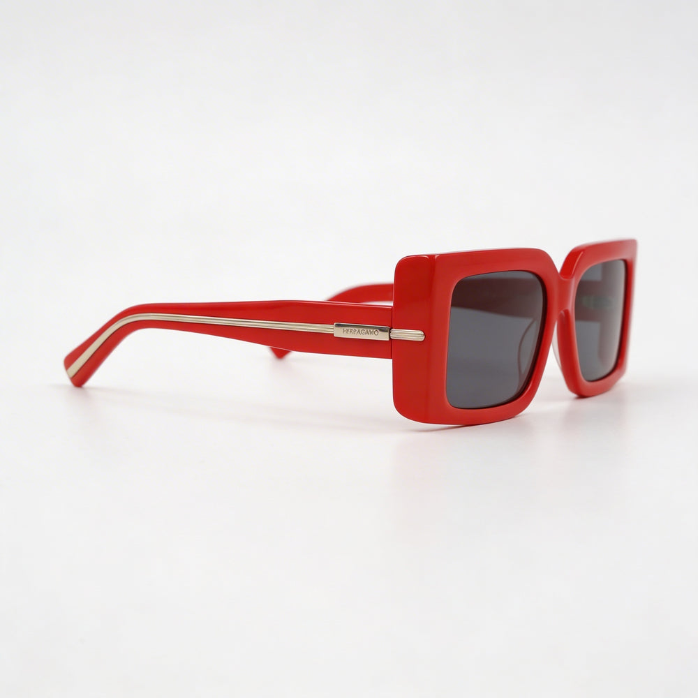 Ferragamo Sf2032s Women's Red Titanium Frame Eyewear with Grey Solid Color Non-Polarized Lenses 55-19-140